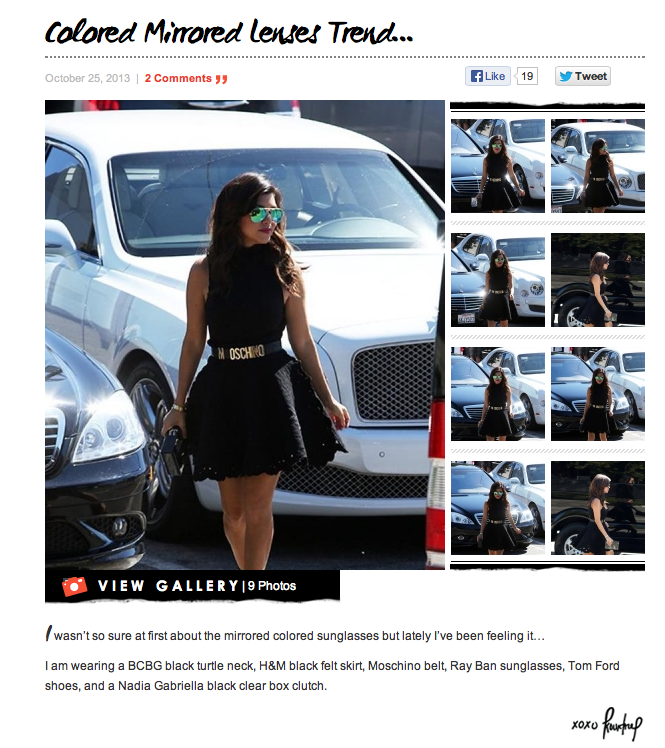 Kourtney Kardashian - Sunglasses with mirror lenses