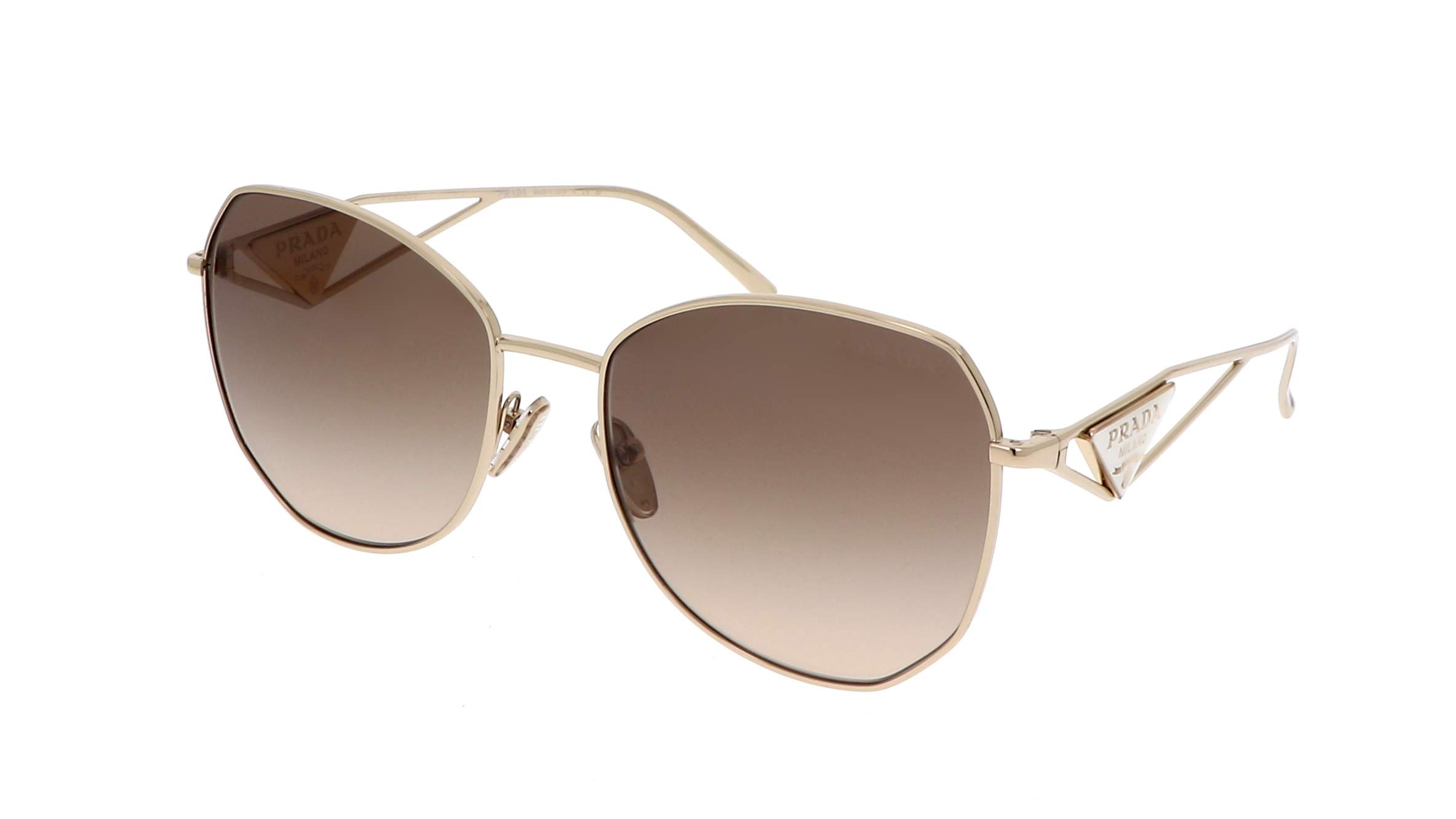 Prada PR 57YS ZVN-3D0 57-18 naočale za sunce od zlatnog metala s ružičasto smeđim lećama